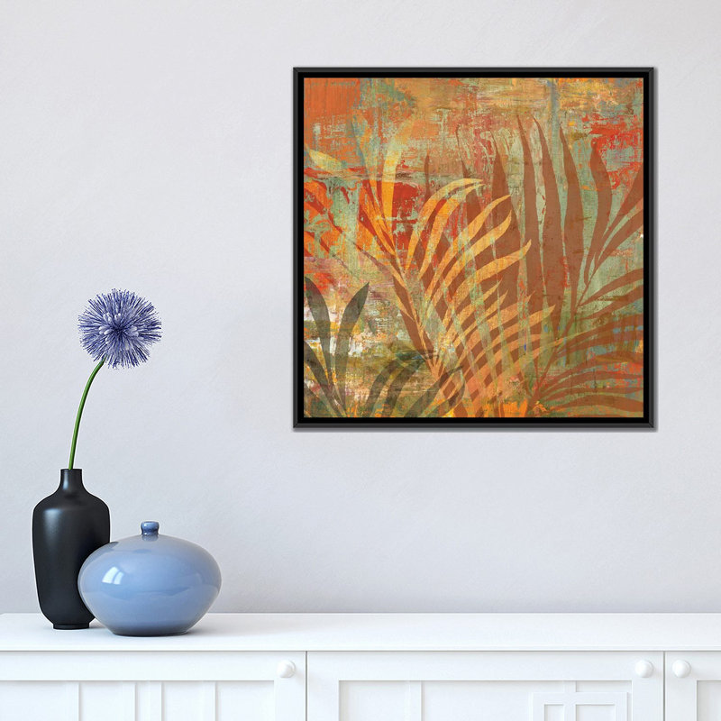 « palma », impression sur toile, H 18 po x l 18 po x P 1,5 po, Toile avec cadre noir, Pas de tapis