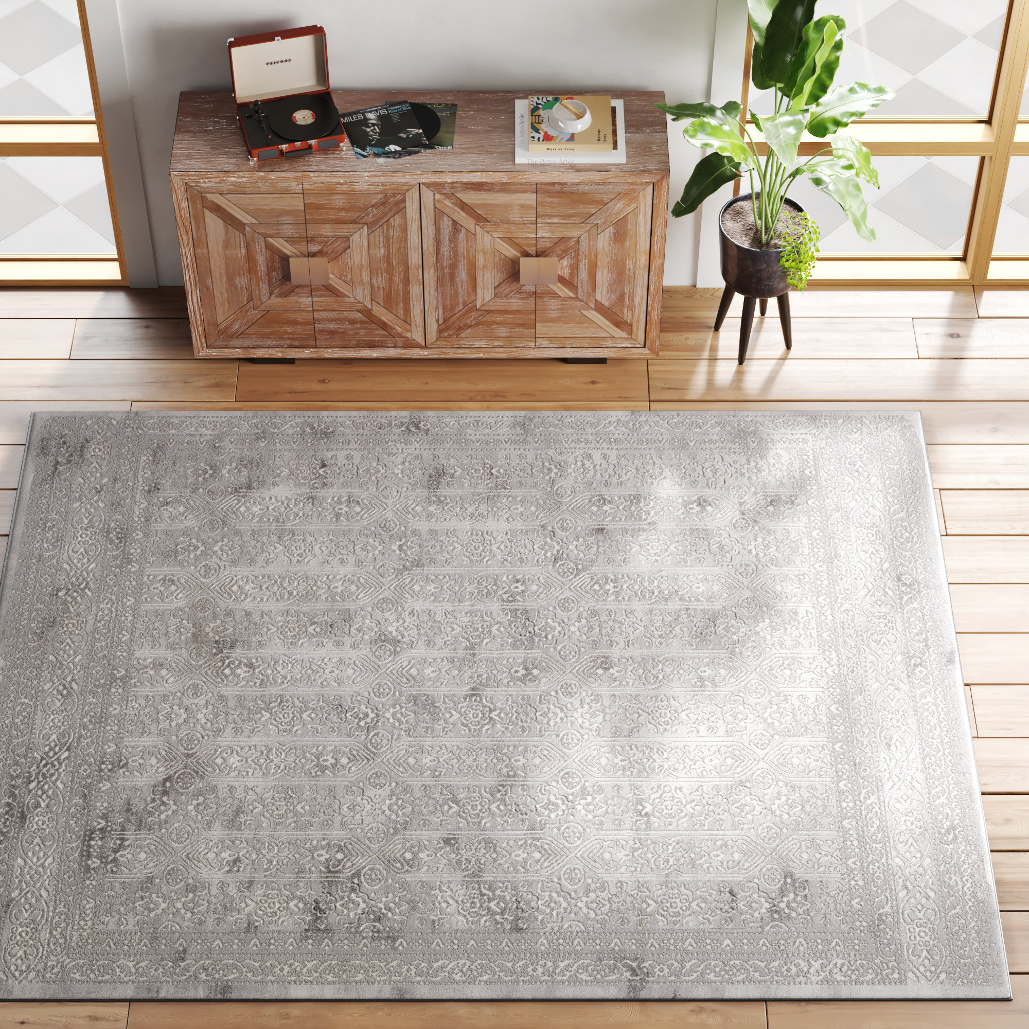 Edwa Oriental Light Gray Area Rug Alcott Hill Rug Size: Rectangle 9' x 12