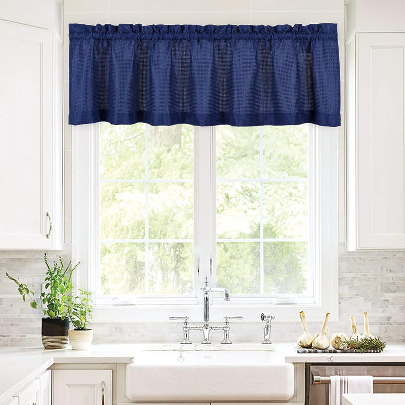 Marites Tailored Window Valance, Navy Blue