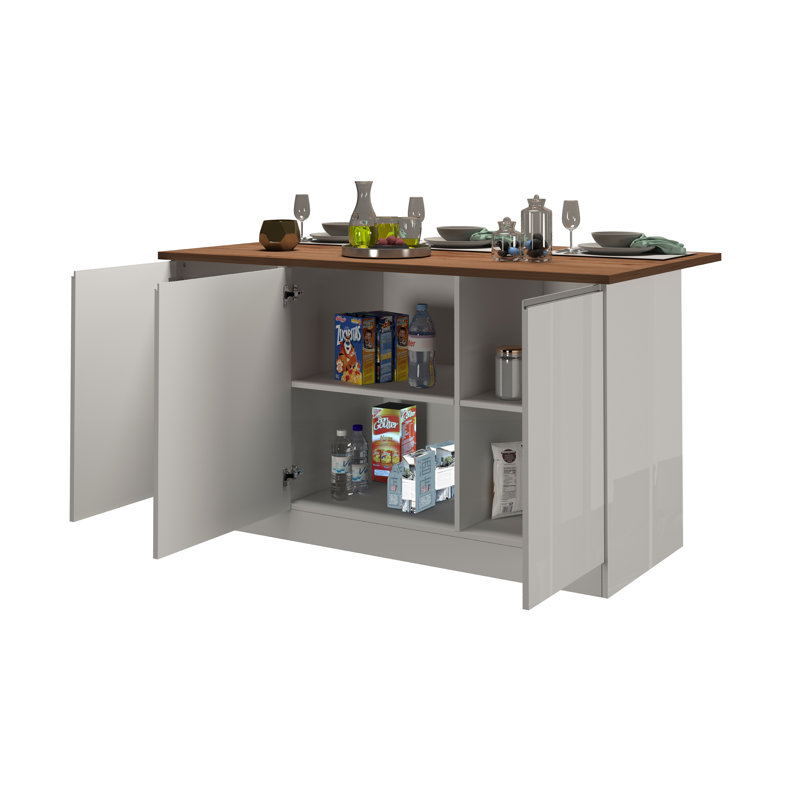 Pameal Wood Kitchen Island, Oak Wood, White
