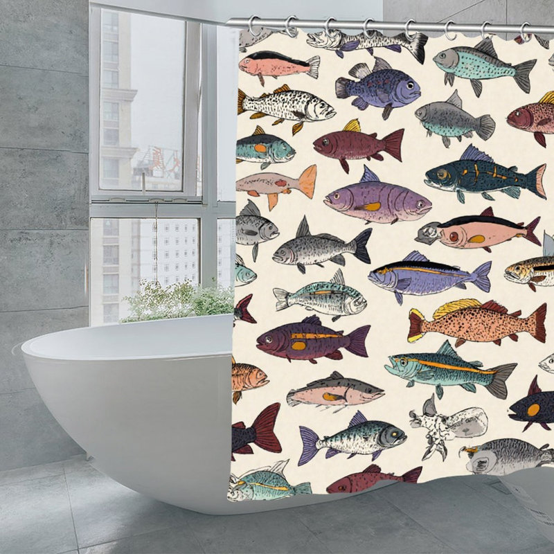 Rideaux de douche Colorful Fish Illustration, 71 x 71