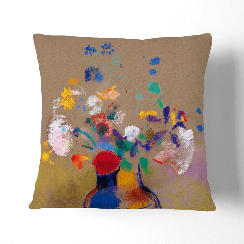 Flowers In A Vase Square Throw Cushion, 40cm H x 40cm W x 15cm D