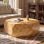 Table basse de 39 po en forme de tambour en bois massif avec piédestal robuste, table basse en bois massif de style Mid-Century moderne pour le salon-1748986013-1748986015