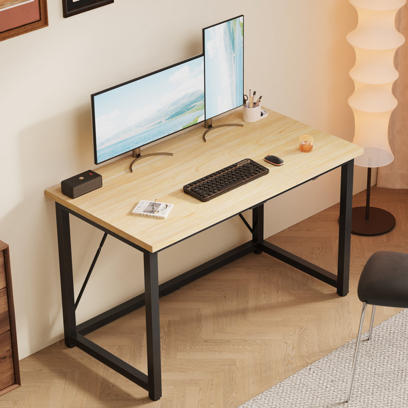 Odoaker Stainless Steel Writing Desk, 75" H x 140" W x 50" D, Black