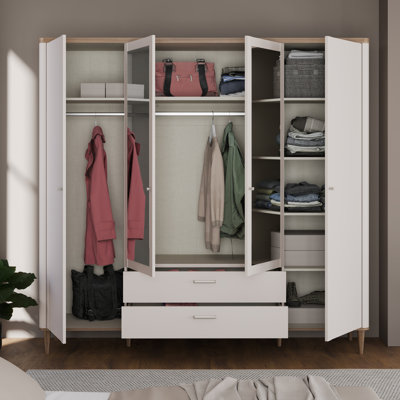 Tasheanna 4 Door Manufactured Wood Wardrobe