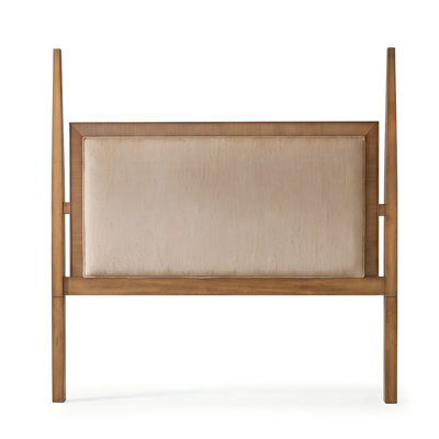 Brokaw King Reeded Wood & Upholstered Headboard, Warm Heritage Oak
