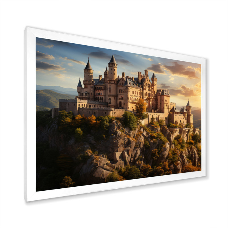 Châteaux ensoleillés, splendeur éclatante - impression, Cadre simple blanc, H 34 po x l 44 po x P 1,5 po
