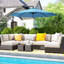 Parasol décalé en porte-à-faux en acier résistant à la rouille avec inclinaison à manivelle, 10 pi, polyester bleu riche, pour patio ou spa