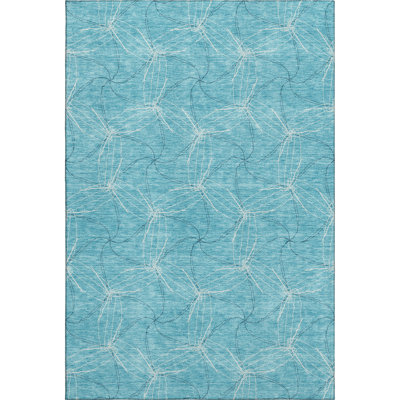 Premium Machine Washable Prisco Aqua Rug
