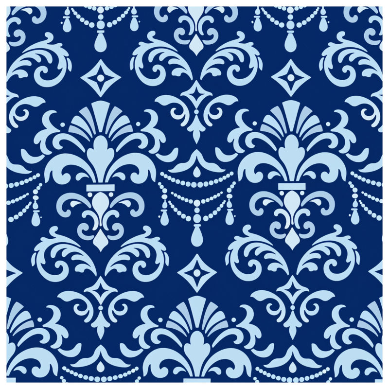 Tapisserie murale bleue à motif damassé - Décoration murale damassé, 50in H x60in W with 4 Grommets