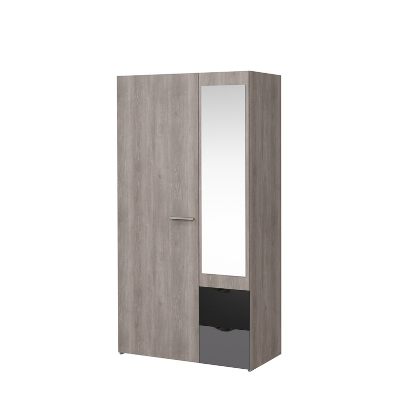 Samira 2 Door Manufactured Wood Wardrobe, Grey Oak/Matt Grey