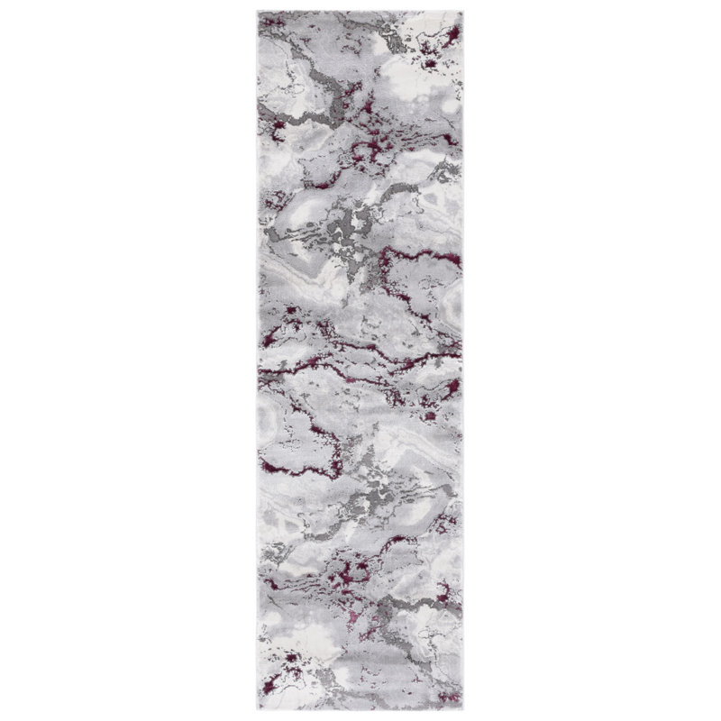 Tapis gris / rouge Bowersville Craft 800, Tapis de couloir 2 pi 3 po x 8 pi