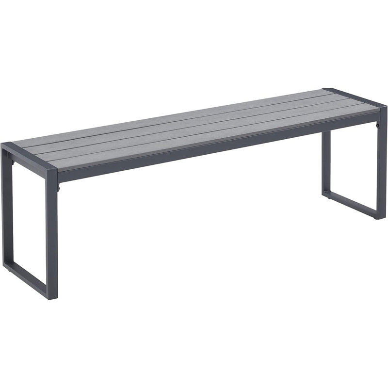 Banc d'extérieur pour jardin de jardin, banc de jardin sans dossier, structure en métal gris