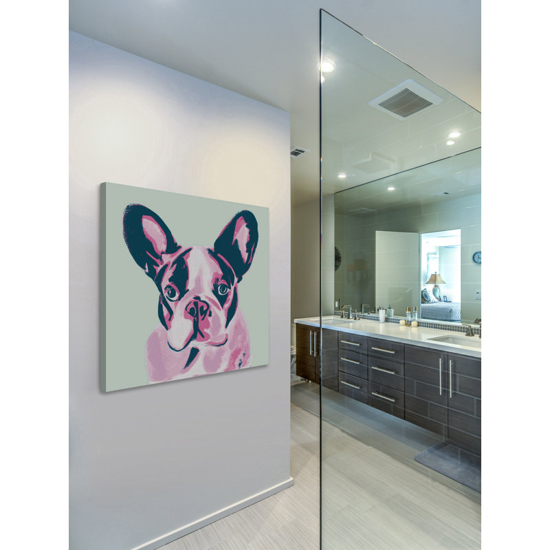 « french bouledogue » par molly rosner, reproduction d’art sur toile tendue, 40" H x 40" L x 1,5" D