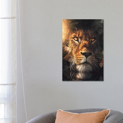 Lion Hiding by Zenja Gammer - Print on Canvas
