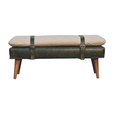 Banc en bois massif avec garniture cloutée