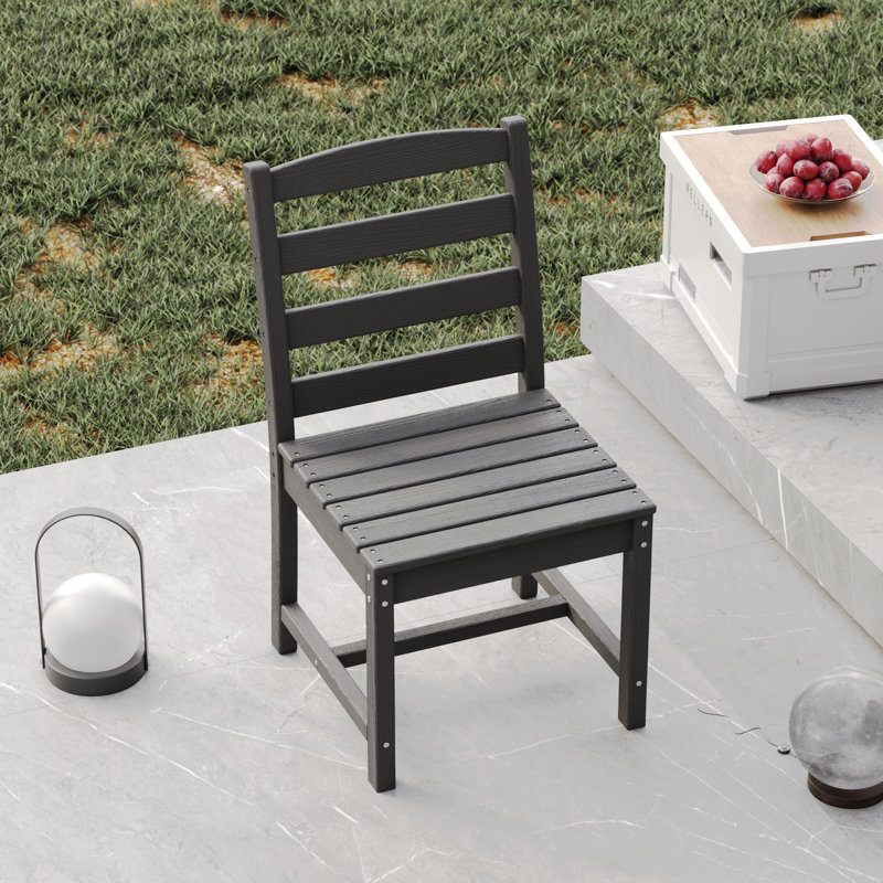  2 PC Elegant Outdoor Dining Grey Chair,Heavy-Duty 300Lbs Capacity, Comfort Slatted Design, Gray