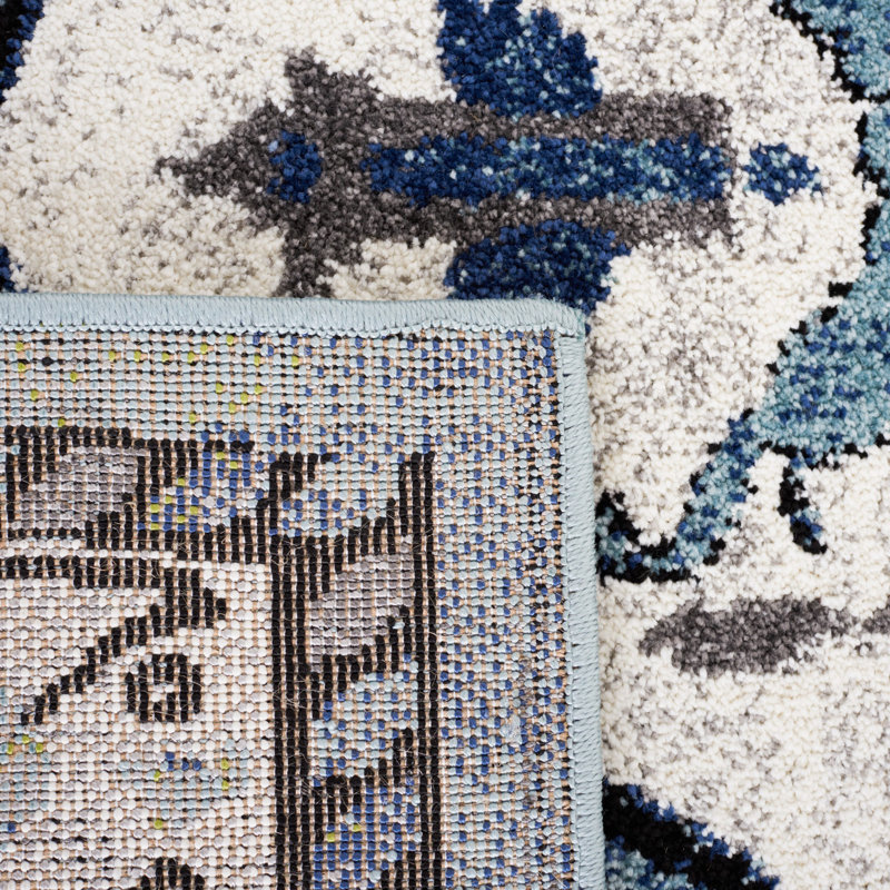 Tapis bleu-vert / ivoire Evanoff 261, Rectangle 8 pi x 10 pi