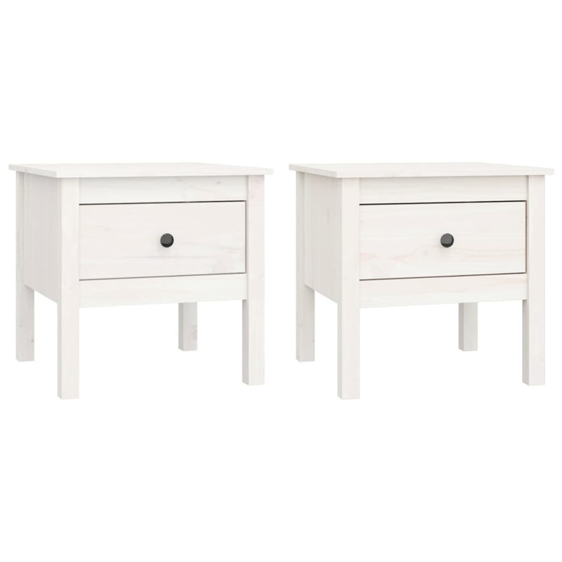 Kitija Solid Wood Side Table Set, White