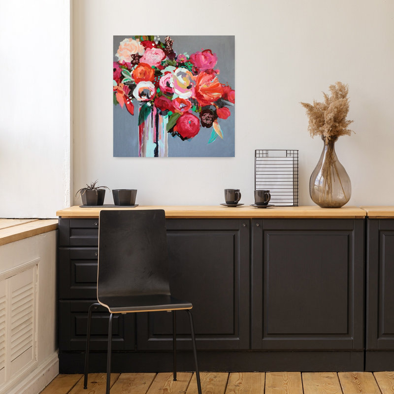 Confettis, art floral contemporain, H 18 po x l 18 po