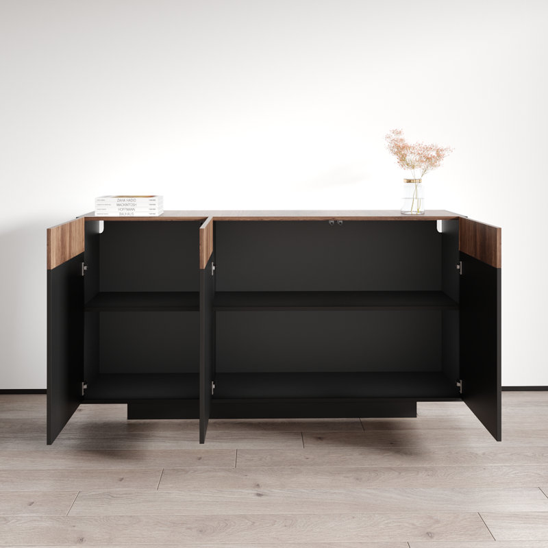 Buffet de 62,9 po Albinca avec finition mate, Graphite / noyer