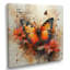 Rétro papillon orange dans un rêve floral - art mural papillon, salon-106135312-136033622
