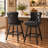 Swivel Bar Stools Set of 2, PU Leather Bar Chairs with Button Tufted Front and Ring Pull Back, 30" Bar Height Stools with Solid Wood Legs for Kitchen Island or Bar, Black-638126408-638126448-638126451