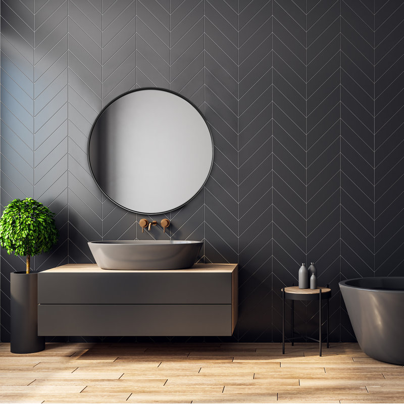 Miroir de salle de bain Morena, Noir, 18 po x 18 po