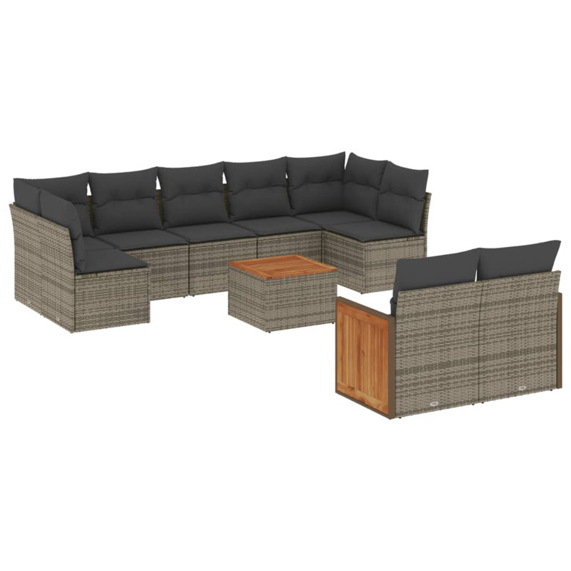  Ensemble de canapé de jardin gris, gris foncé, Gris, 10 pièces, Gris foncé