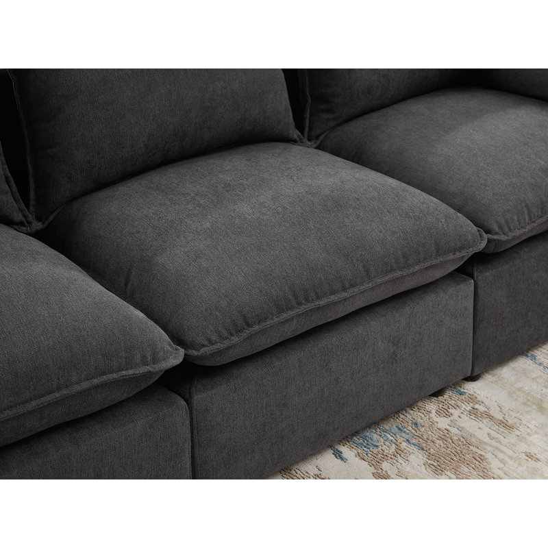 Izaia 5 - Piece Upholstered Sectional, Dark Gray 100% Polyester
