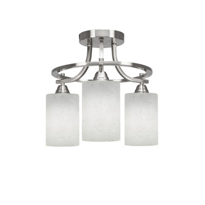 Ghayth Paramount 3 Light Semi-Flush Shown In Brushed Nickel Finish With 4" Muslin Glass