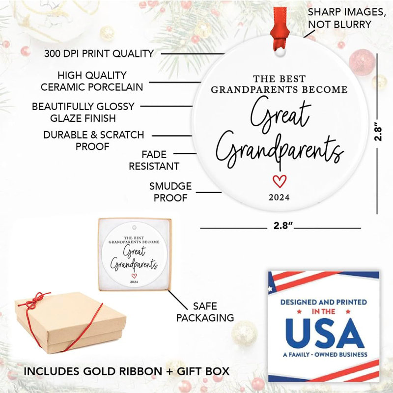 Custom Great Grandparents Ornament Ceramic 20XX The Best Grandparents Become Great Grandparents, Yes