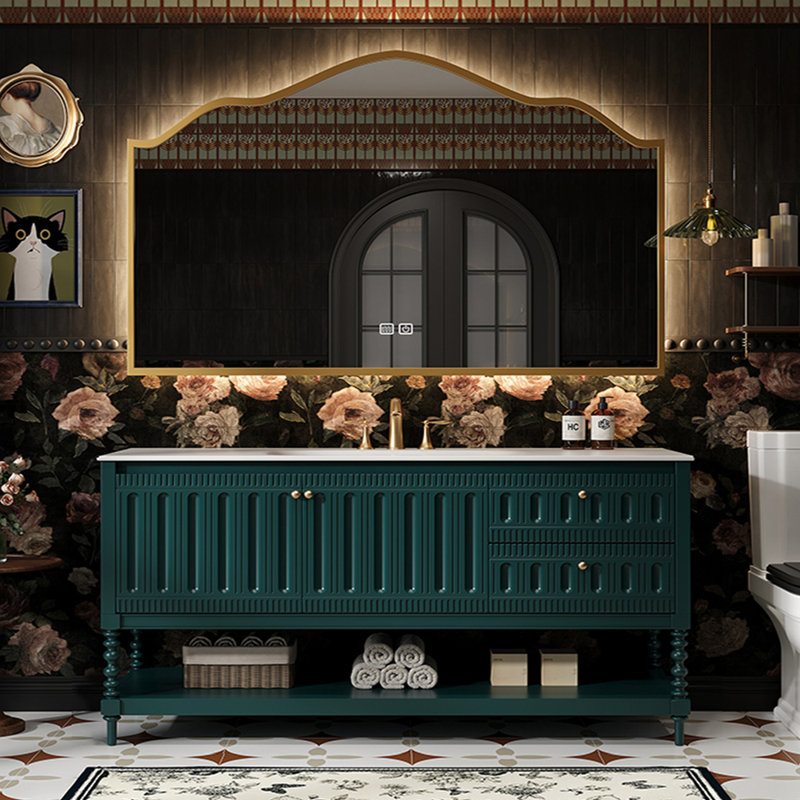 Bathroom cabinet American retro style, Peacock Green, 32.28" H x 55.12" W x 21.65" D