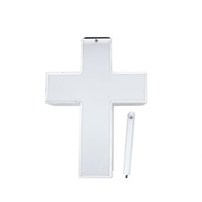 FixtureDisplays® 10,1 x 13,8 x 3,1 croix solaire en métal acrylique éclairé - un hommage radieux de la foi et du souvenir 21153