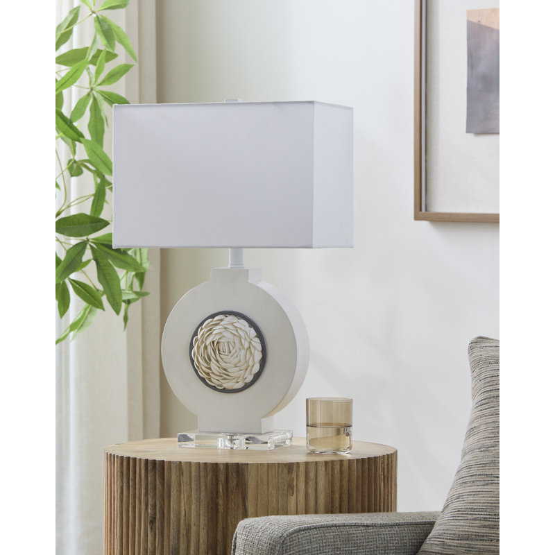 Lampe de table Bufard, Blanc / Blanc