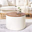 Ensemble de 2 repose-pieds de rangement rembourrés en chenille 2 pièces - Petit tabouret cylindrique, espace de rangement intégré