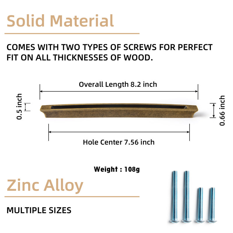 Rectangular Shaped Cabinet Pulls, 7 9/16”
