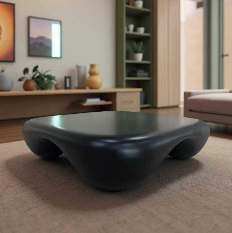 Table basse moderne en faux travertin textu pour le marié / bureau Livin, Noir