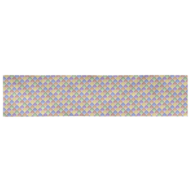 Chemin de table géométrique Avicia, 73,5 po x 17,5 po, Jaune/Bleu/Mauve, Coton