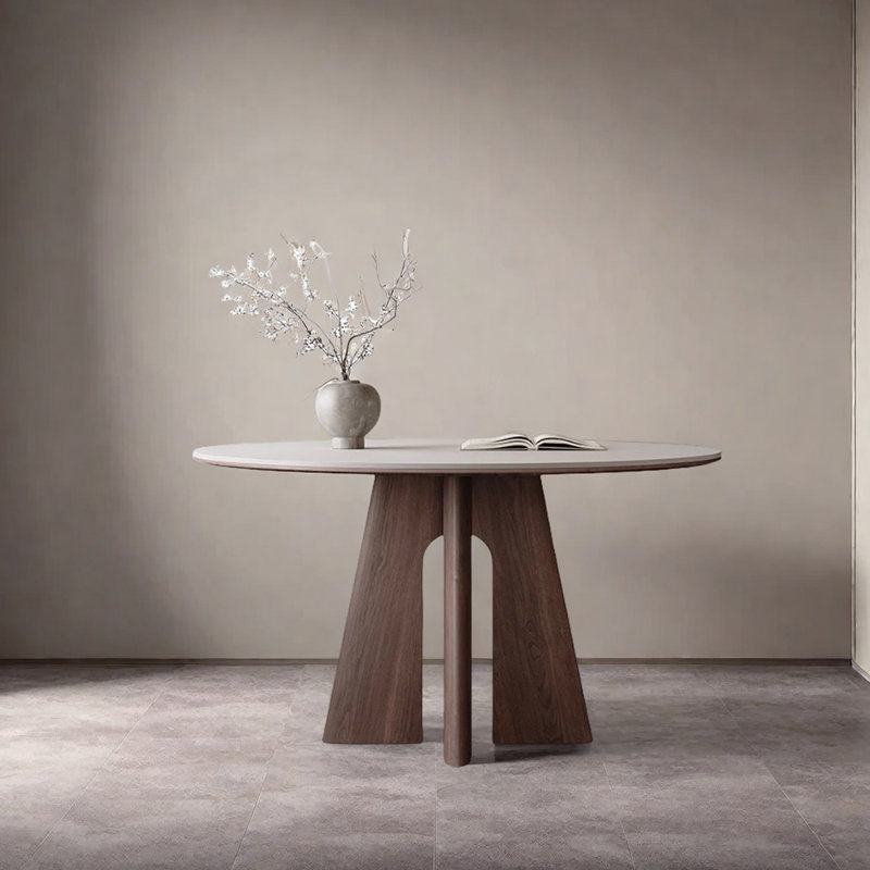Table de salle à manger ronde en pierre frittée blanche, H 29,53 po x L 47,24 po x l 47,24 po