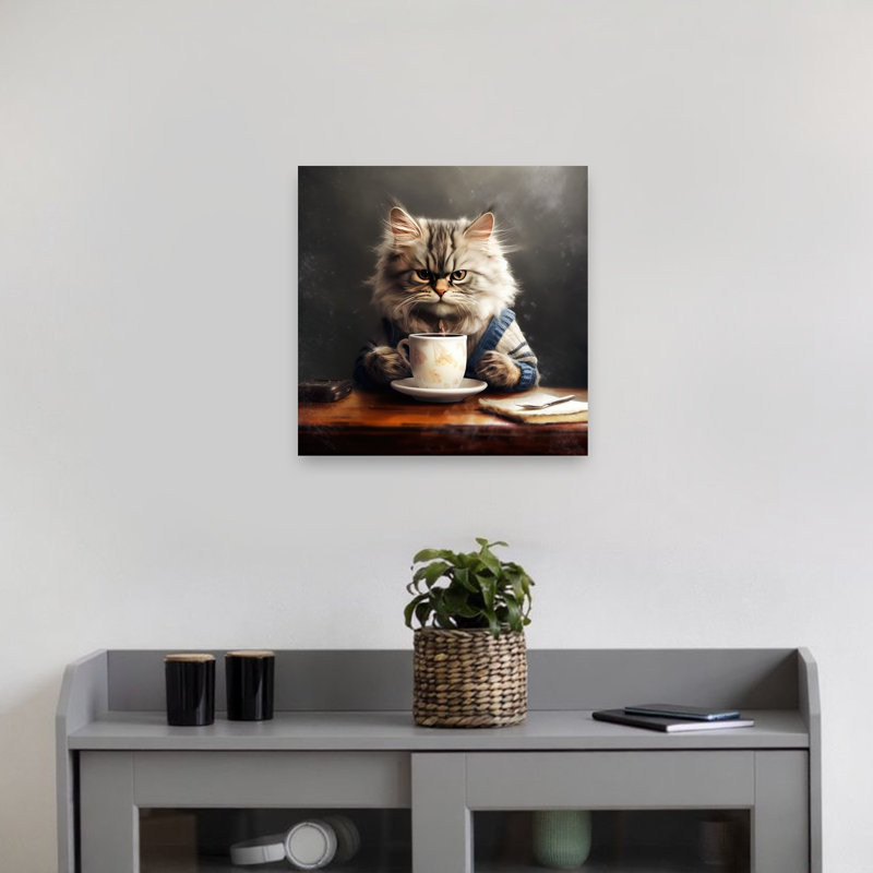 «Grumpy Cat Coffee», art mural contemporain, 18" H x 18" W