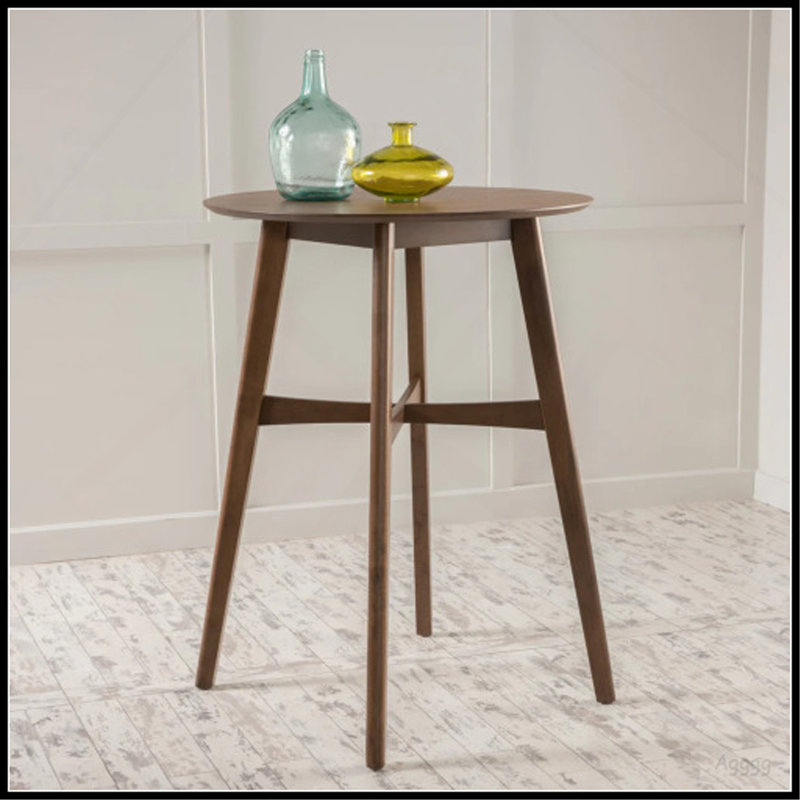 Table de bar ronde en bois Mid-Century, Natural Walnut