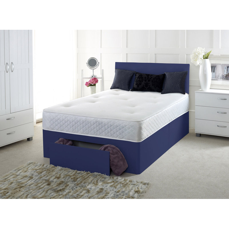Grandwood Pocketsprung Divan Bed Set, Small Single (2'6), No Drawer, Blue