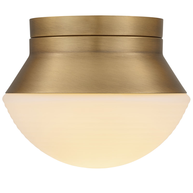 Bistro 1-Light Flush Mount, Antique Brass, E12 Bulb, 5.38" H x 6.63" W x 6.63" D