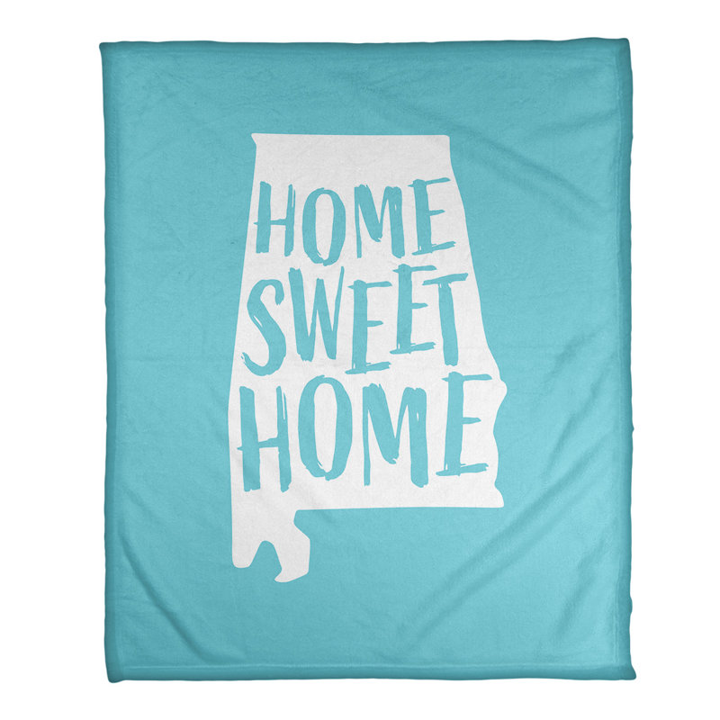 Jeté polaire à la maison alabama, l 62,5 po x L 82,5 po, Bleu sarcelle