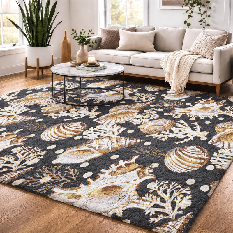 Tapis à poil long de qualité supérieure lavable à la machine Dream ADS185, Minuit minuit, 8 pi x 10 pi