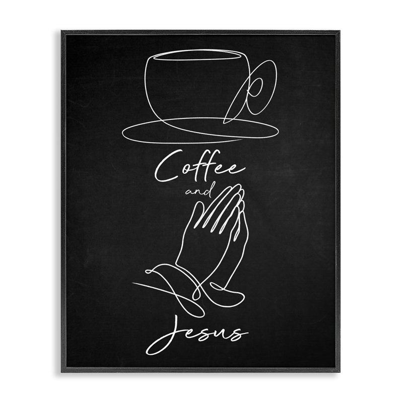 «Coffee & Jesus Prayer», giclée encadrée, conception par Marcus Prime, H 14 po x l 11 po, Giclée encadrée noir minuit
