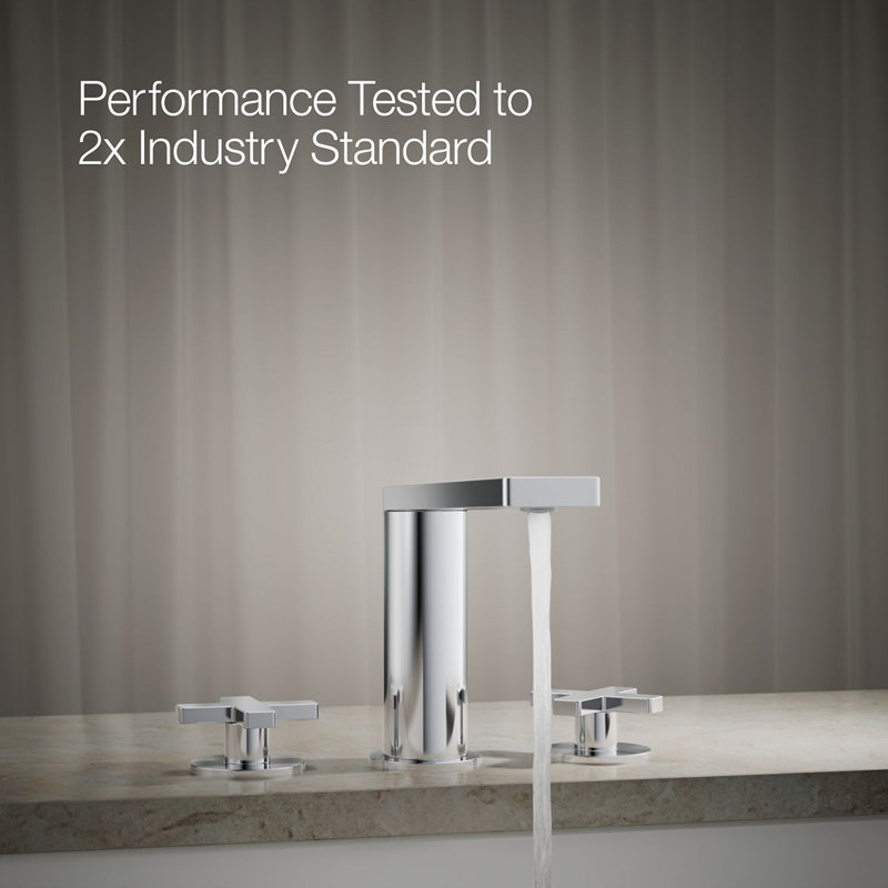 Composed Deck-Mount Bath Faucet With Cross Handles, Polished Chrome