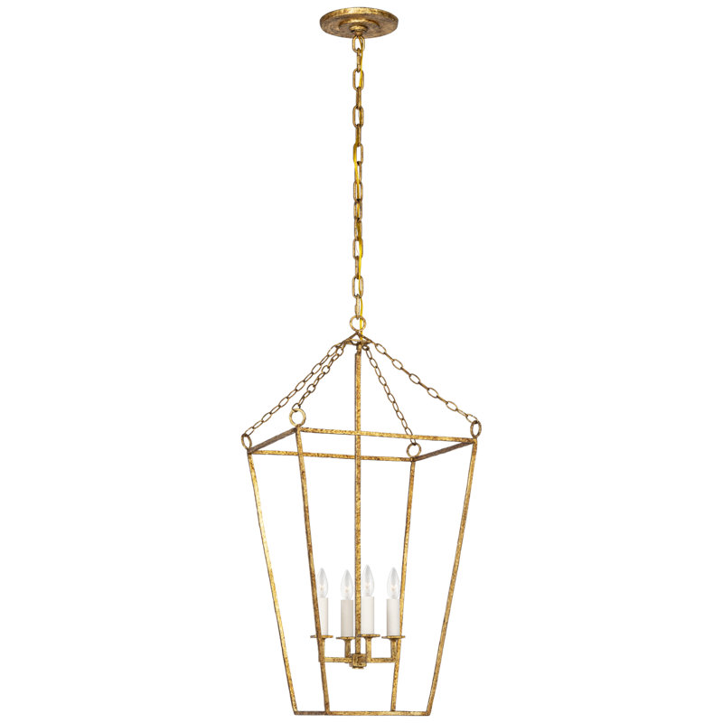 Malloy 4 - Light Chandelier, 29.75" H x 14" W x 14" D, Gilded Iron