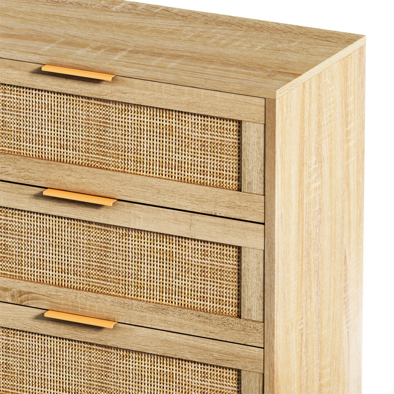 Armoire de rangement à 6 tiroirs, H 29,53 po x l 51,18 po x P 15,75 po, Naturel